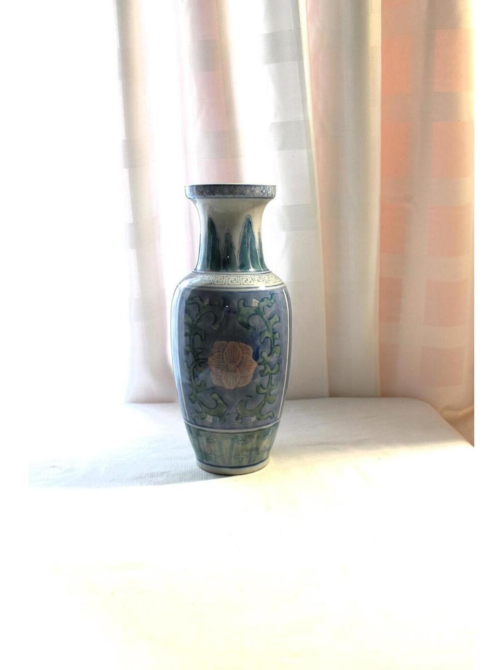 Hand Painted Chinese Vase, 11"